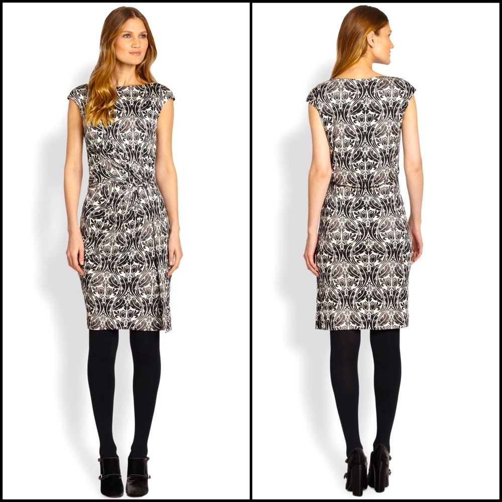 Tory Burch 100% Silk Damask Jacquard Floral Print Dress